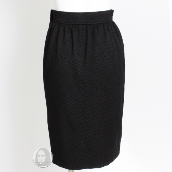 Yves Saint Laurent Skirt Pencil Black Textured Knit YSL Rive Gauche Size 38 90s - Picture 7 of 8